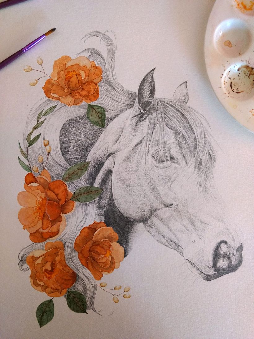 Caballo y flores -1