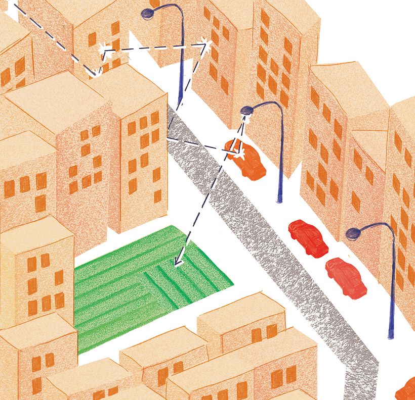 Huerto urbano - Traditionele illustratie