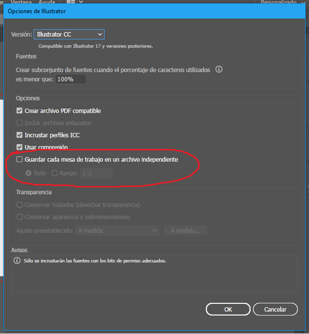 Problema con archivo ai al guardar como pdf 1