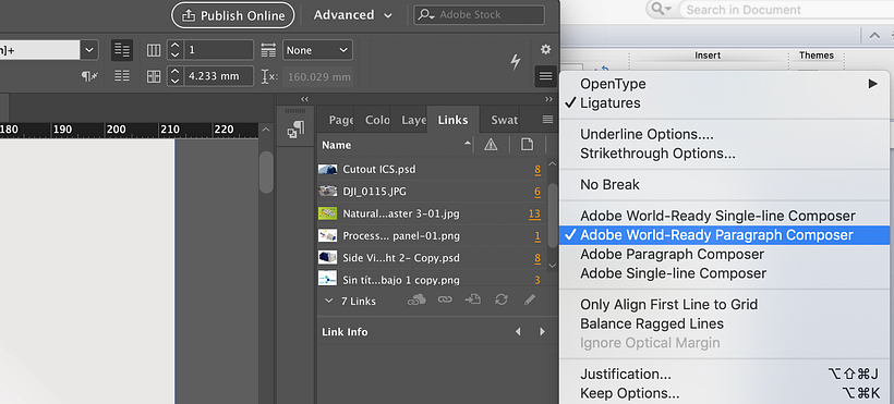 ¿Como cambiar orientación del texto Árabe en Indesign? 1