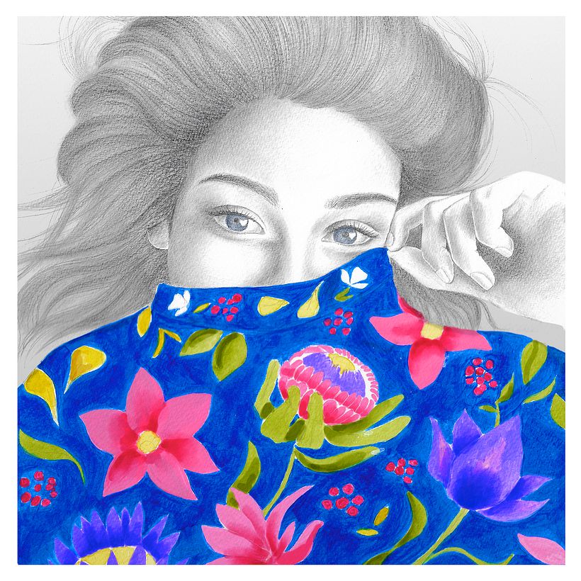 Mi Proyecto del curso: Retrato con lápiz, técnicas de color y Photoshop 7