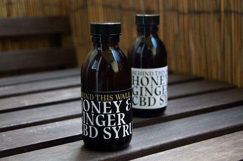 Labels for a small CBD Syrup collection by Behind This Wall, London. 2