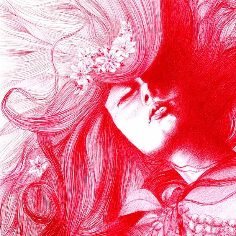 Mujer a tinta roja 0