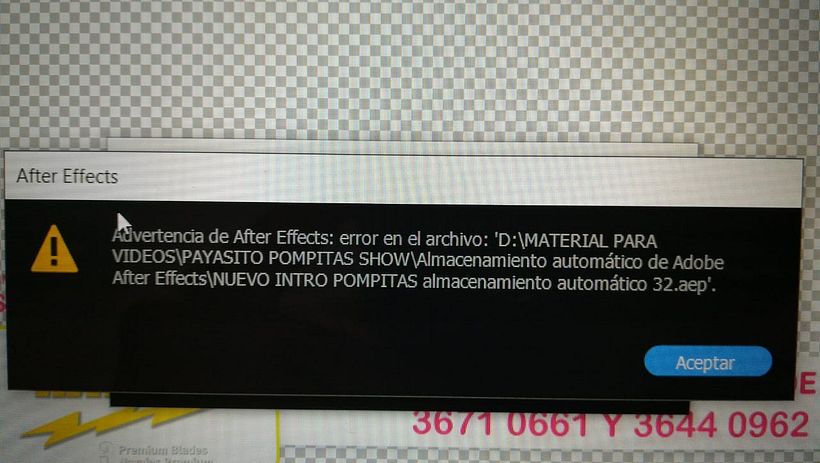 Problema al guardar en After Effects 1