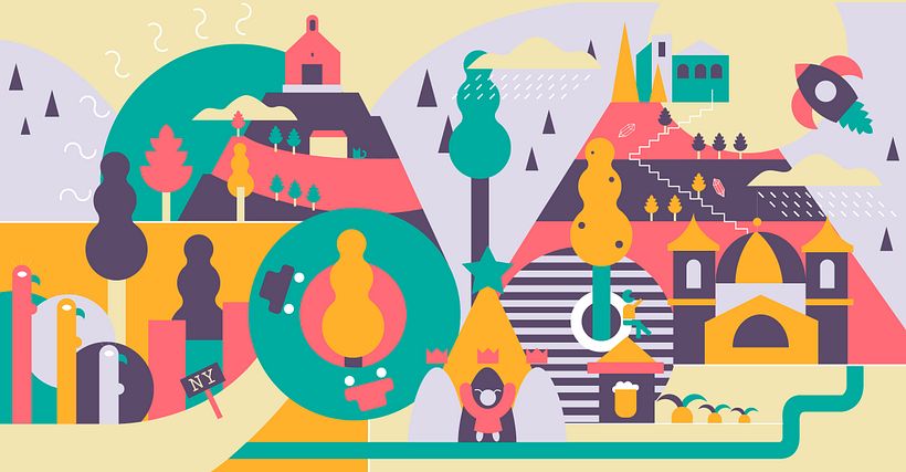 Landscape Ibi - Alicante - Ilustración vectorial