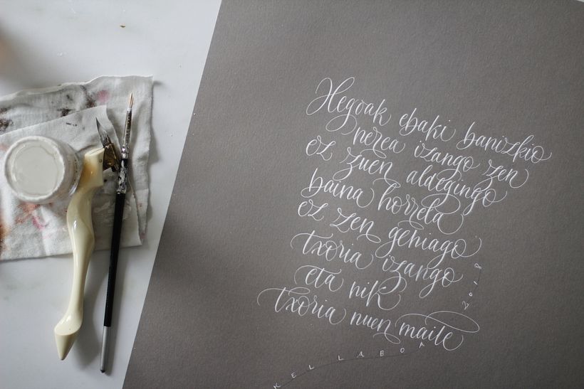 Canción de Mikel Laboa caligrafiada con plumilla de expansión