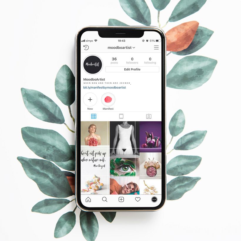 Muestra de Moodboard en feed.