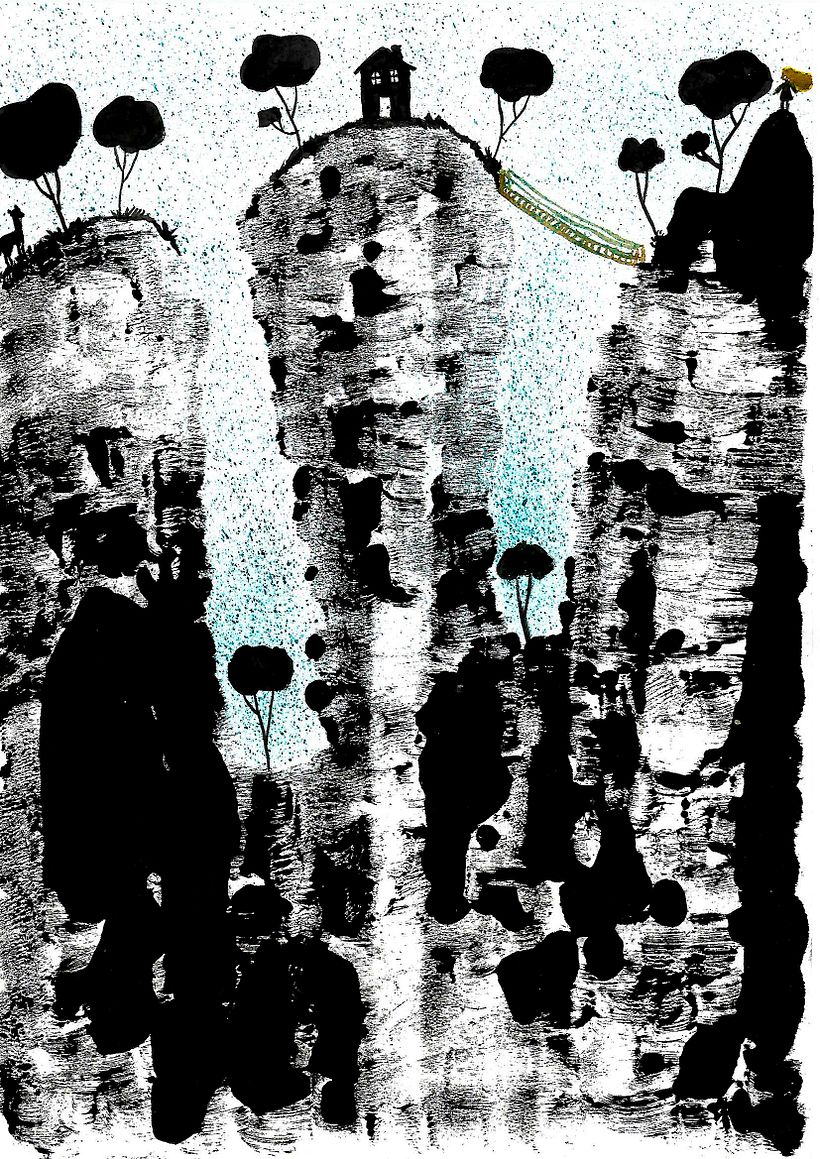 Ricitos de oro llega a una casa perdida en las altas montañas.