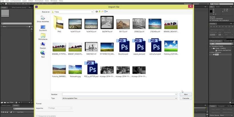 Importando nuestra imagen a After Effects