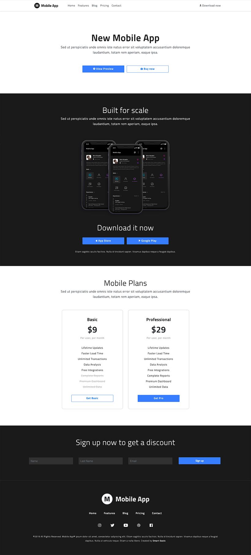 Mobile App - Free Bootstrap 4 Template 0