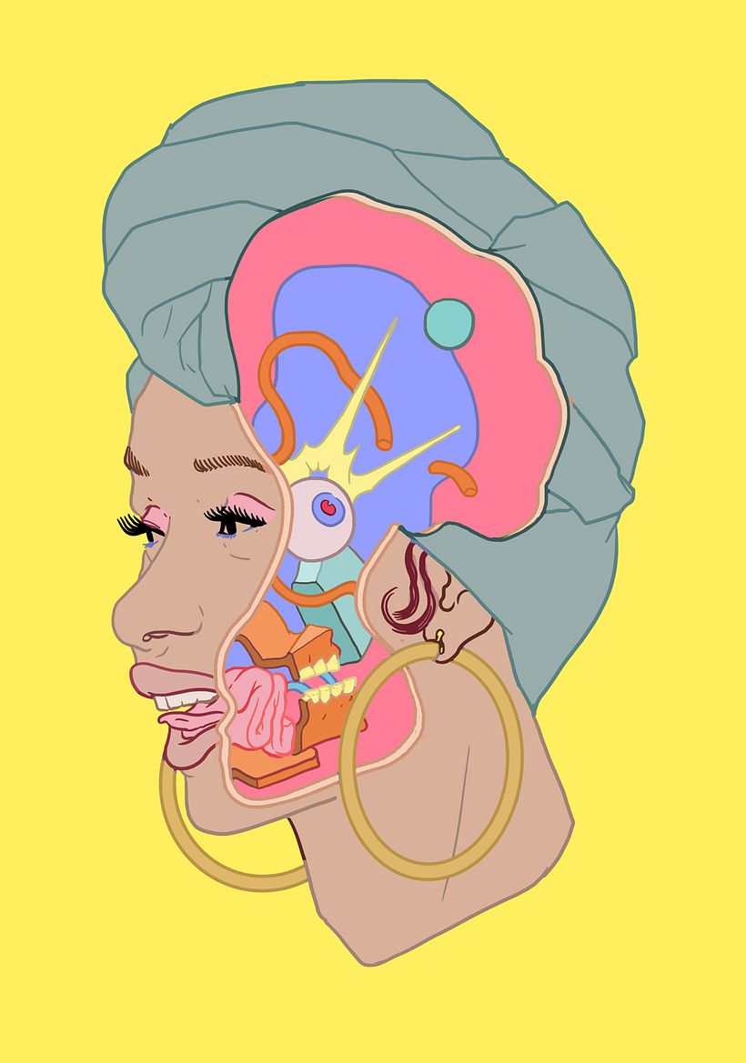 Coloring the stroke, I use a mask for coloring every part of the lines and inside the illustration.