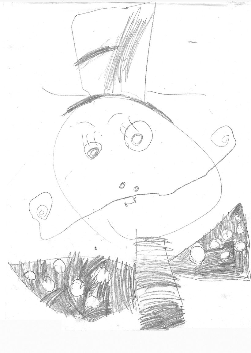 Dibujo que ha dado origen al muñeco. Realizado por Andrés, 3 años.