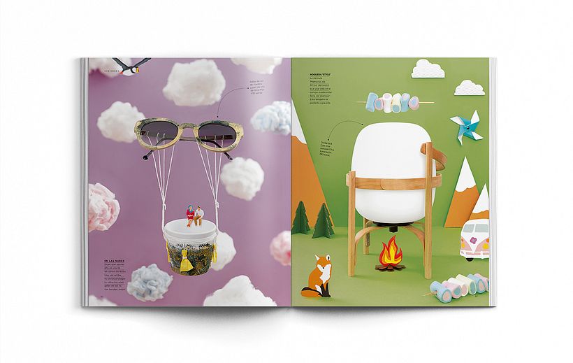 Gafas de sol aerostáticas de madera y pan de oro de Nina Mür & Lámpara-hornillo “Cestita Batería” de Santa&Cole