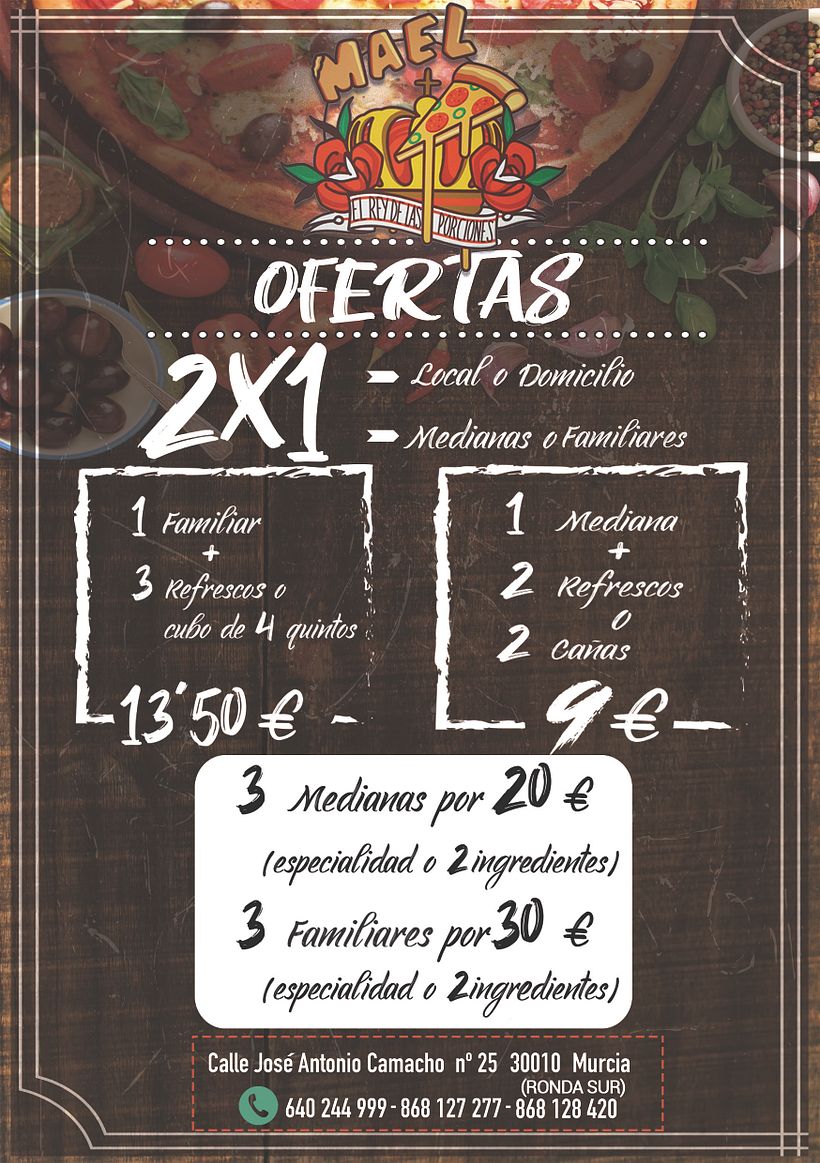 Carta y Flyer Pizzería Mael (Murcia) 0