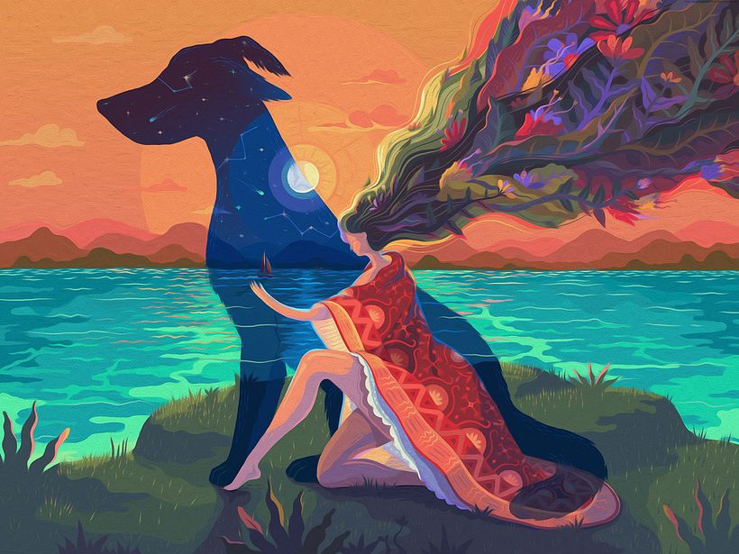 El mar cósmico inunda la ilustración de Lena Vargas 9