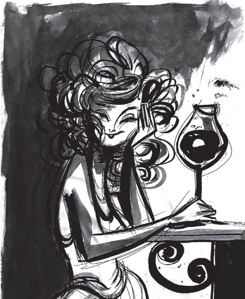  Mujer que tomó algunas copas de vino -1