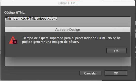 Error insertar html Indesign 1