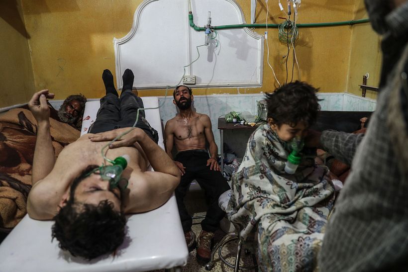 "Victims of an Alleged Gas Attack Receive Treatment in Eastern Ghouta". Mohammed Badra, European Pressphoto Agency.