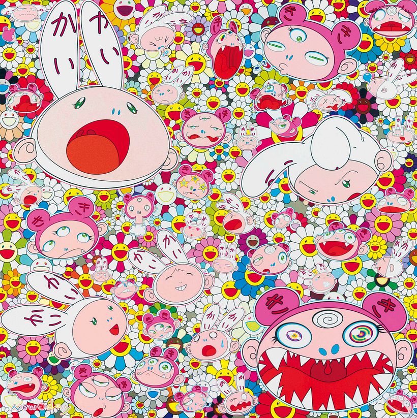Takashi Murakami, 'New day: Kaikai and Kiki, Faces All-Over', 2011.