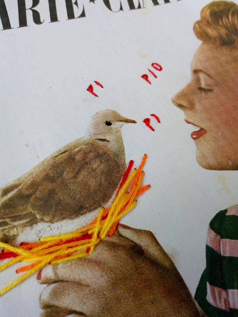 Detalle de bordado, puntada libre