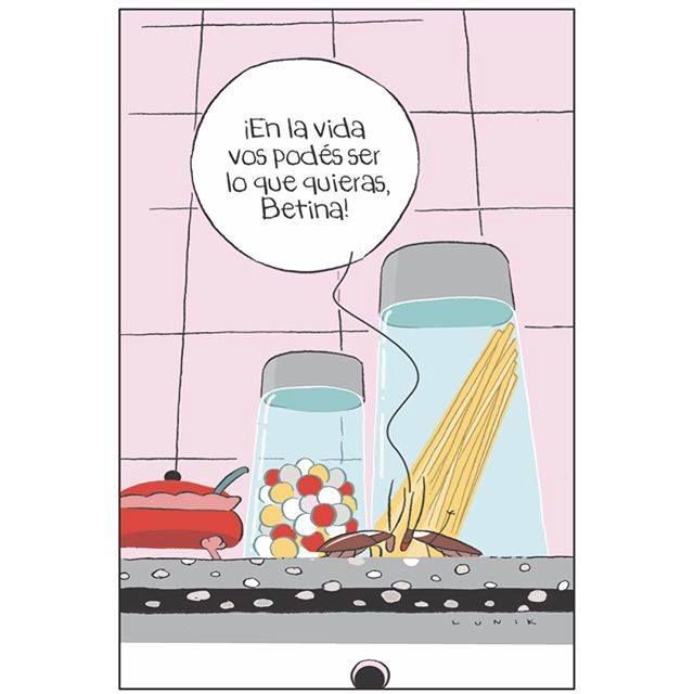 Viñeta de humor clásico de Alejandra Lunik para La Nación