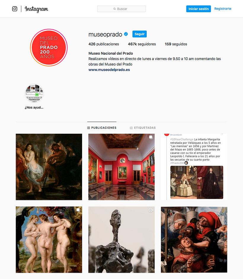 Feed de Instagram del Museo del Prado