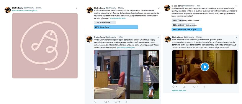 Tuit de cambio de avatar y tuits de encuestas relacionados con publicaciones en blog y otras redes