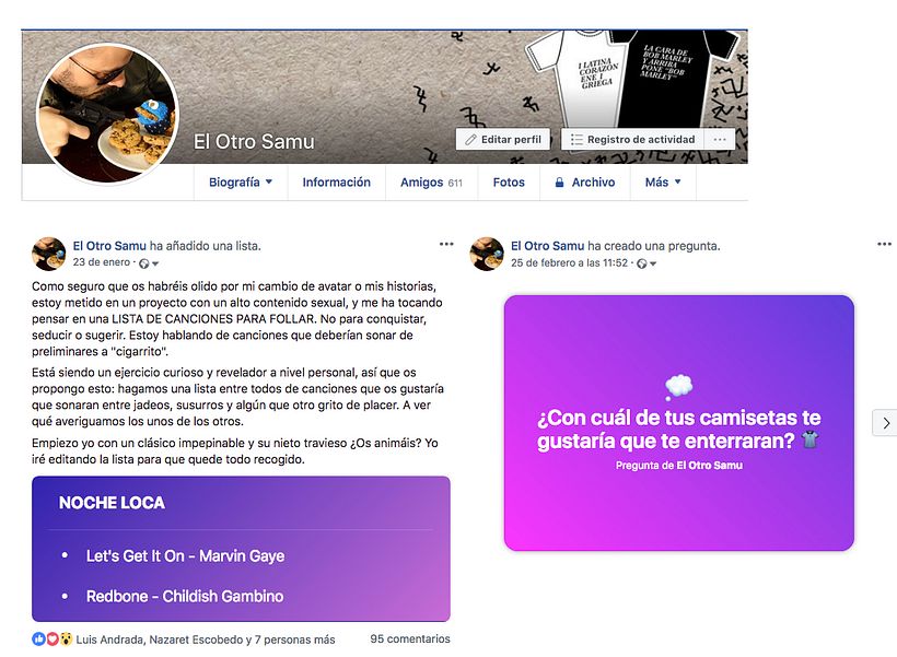 Arriba personalización de portada en perfil para 1000x0001. Abajo lista común  y pregunta abierta.