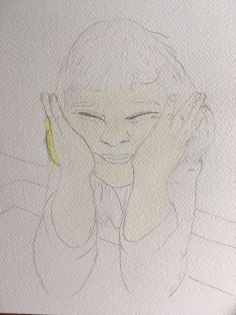 La primera parte de mi proyecto Infancia consistió en elegir un retrato que me gustara y calcarlo con una mesa de luz.