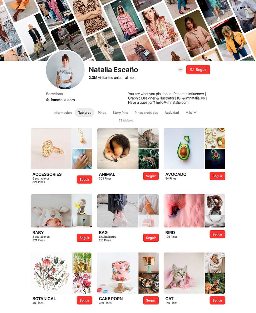 Perfil de Pinterest de Natalia Escaño