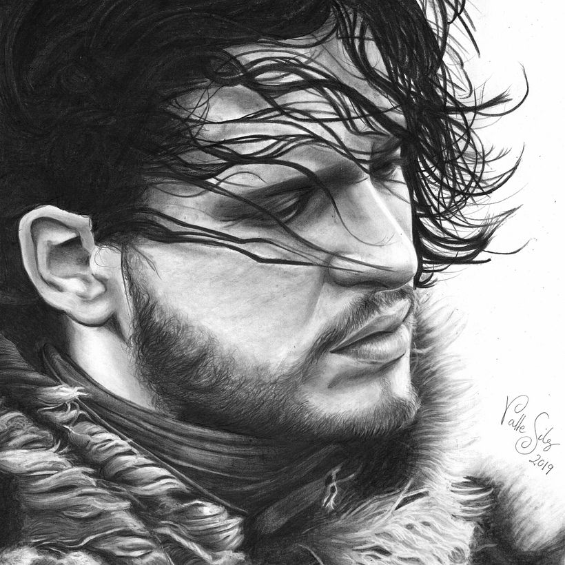 Dibujo Finalizado con lápices de grafito y de carboncillo.