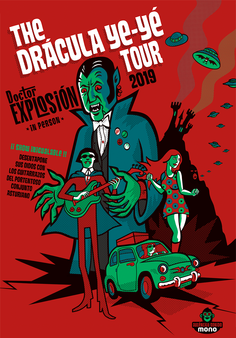 Cartel para el grupo asturiano Doctor Explosión