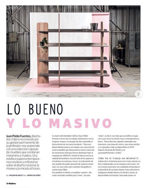 COLECCIÓN MUEBLES ARTISAN PARA ARAUCO CHILE 2