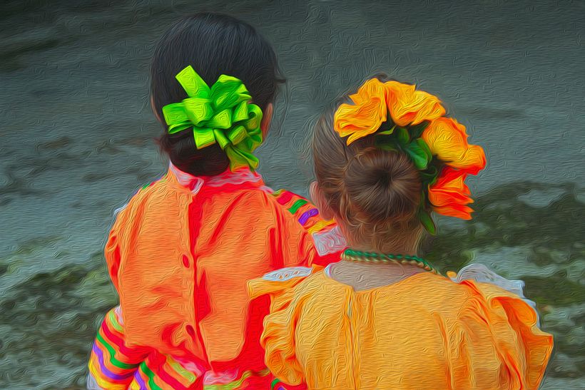 Niñas de la danza folclórica, La hacienda del cabezón, en Jalisco.