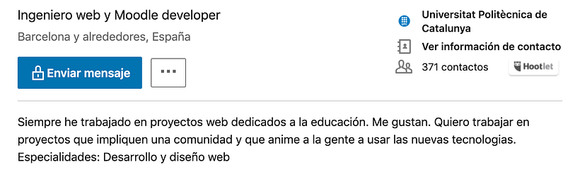 Ejemplo de titular en LinkedIn