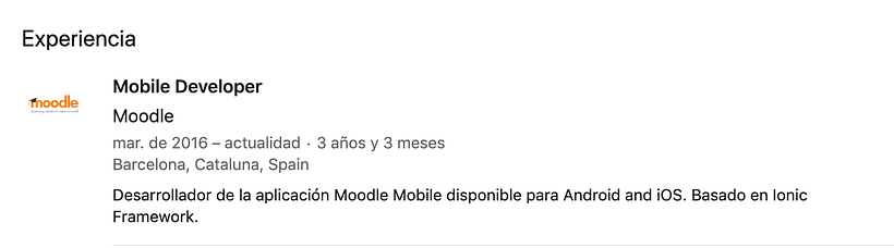 Ejemplo de Experiencia en LinkedIn