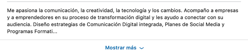 Ejemplo de Extracto en LinkedIn