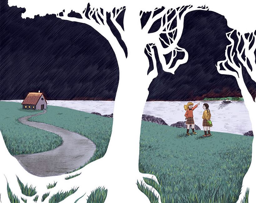 Prueba de color para la ilustración de Nuria Ortega para la portada de "¿Quién cuenta las estrellas?", de Lois Lowry