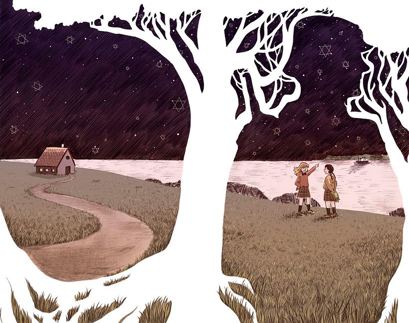 Ilustración final de Nuria Ortega para la portada de "¿Quién cuenta las estrellas?", de Lois Lowry