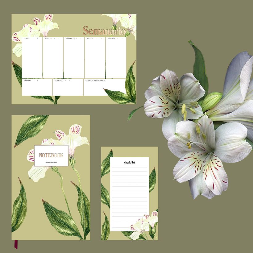 Mi mockup de papeleria Astromelias blancas