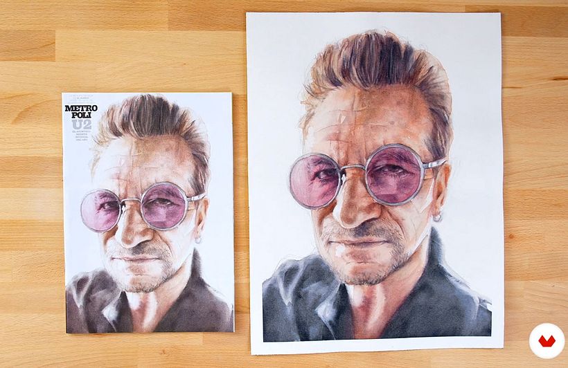 Comparativa entre el dibujo original y la publicación (captura de mi curso de Domestika).