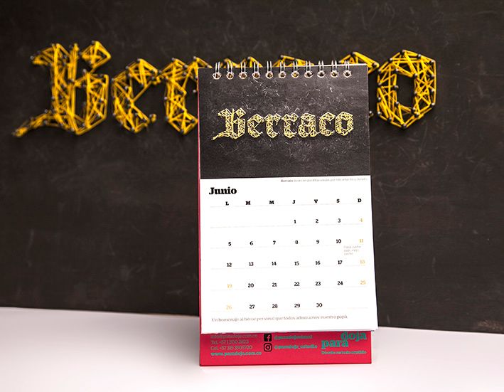 Calendario en tipografía matérica 14