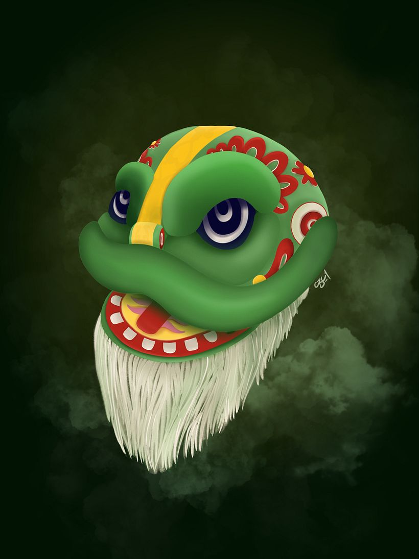 Mi Proyecto del curso: León Chino, Ilustración digital con Procreate - Sztuki piękne