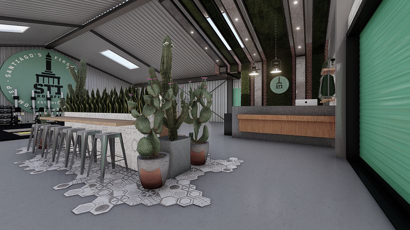 Recepción, Espera, Tienda y Barra