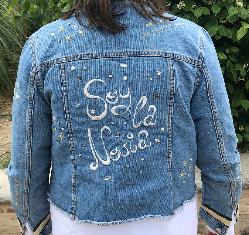 Custom details: Bachelorette party denim jacket -1