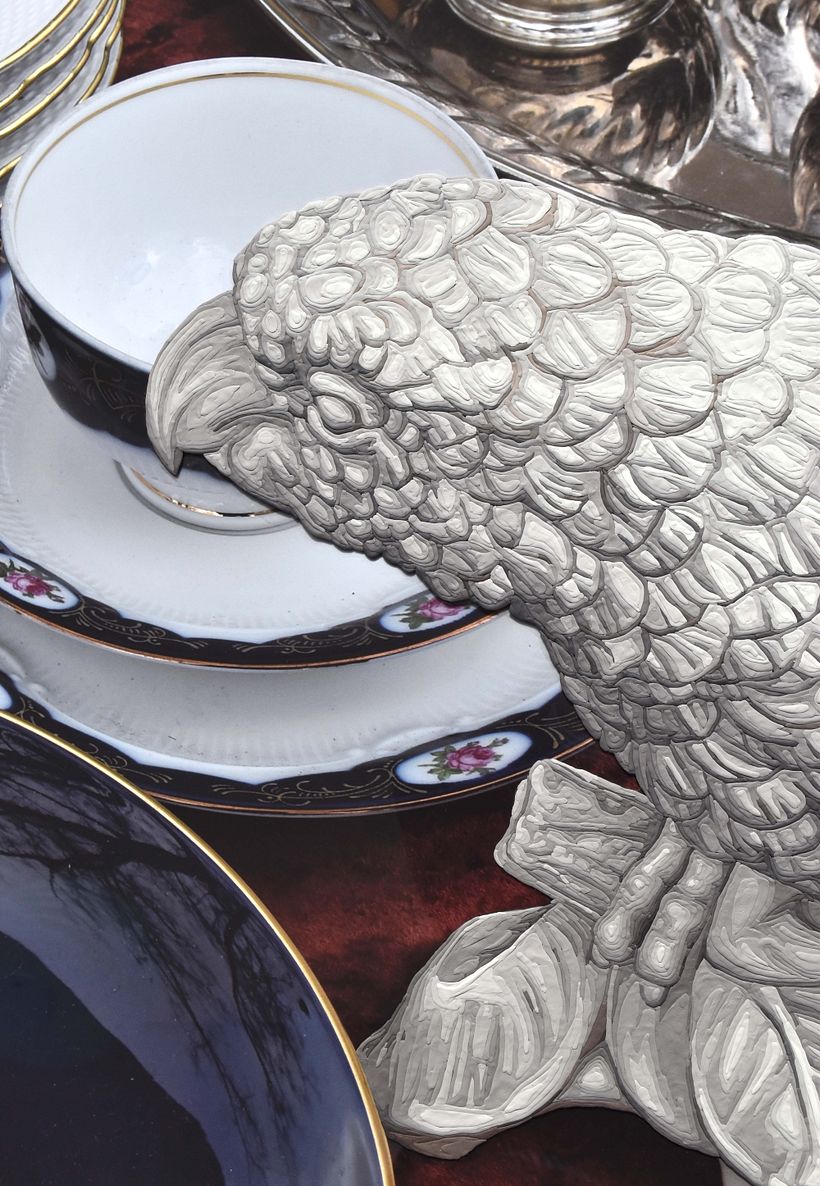 Recolección y apropiación: Serie realizada en Berlin. Recorriendo los mercados de las pulgas, fui sacando registro de los puestos y luego algunos elementos los hice en plasticina. 7