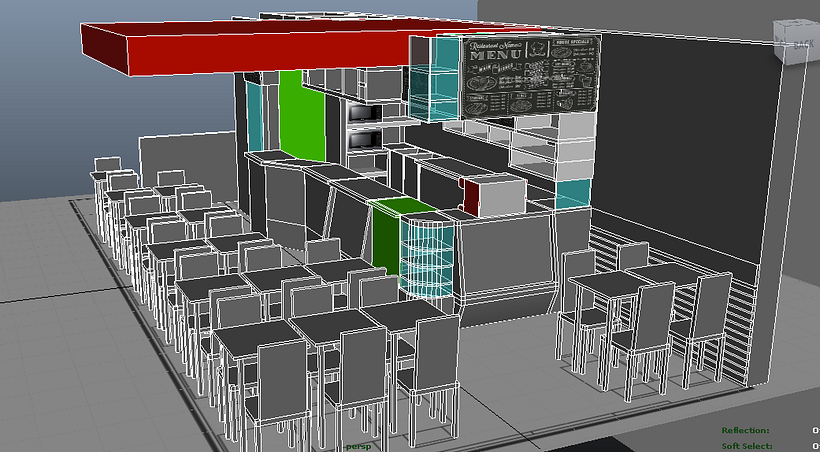 (3D) Tienda comercial de Café 3