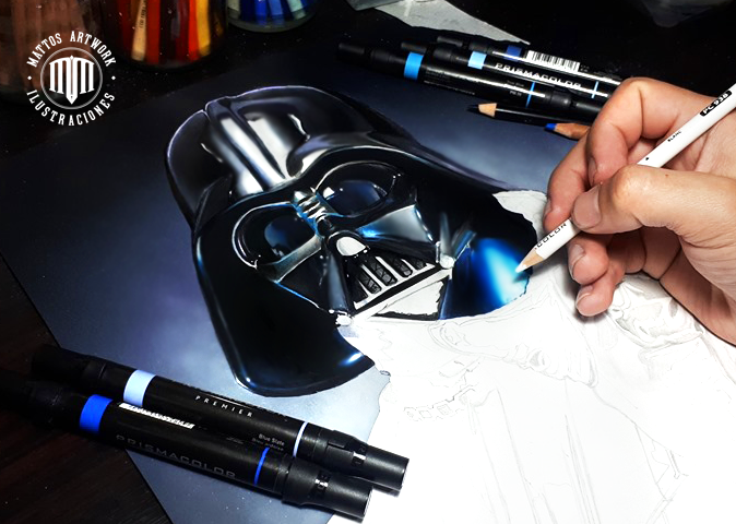 Darth Vader - ilustraciòn en marcadores, làpices de colores y aerògrafo. 2