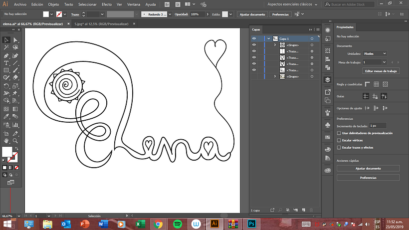 Lettering · "Elena" 1