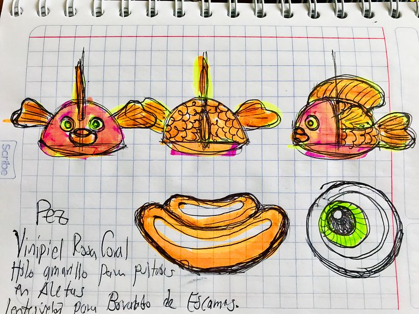 Boceto de Pez figura con volumen
